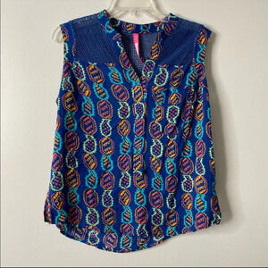 Plenty by Tracy Reese Blue Printed Sleeveless Top